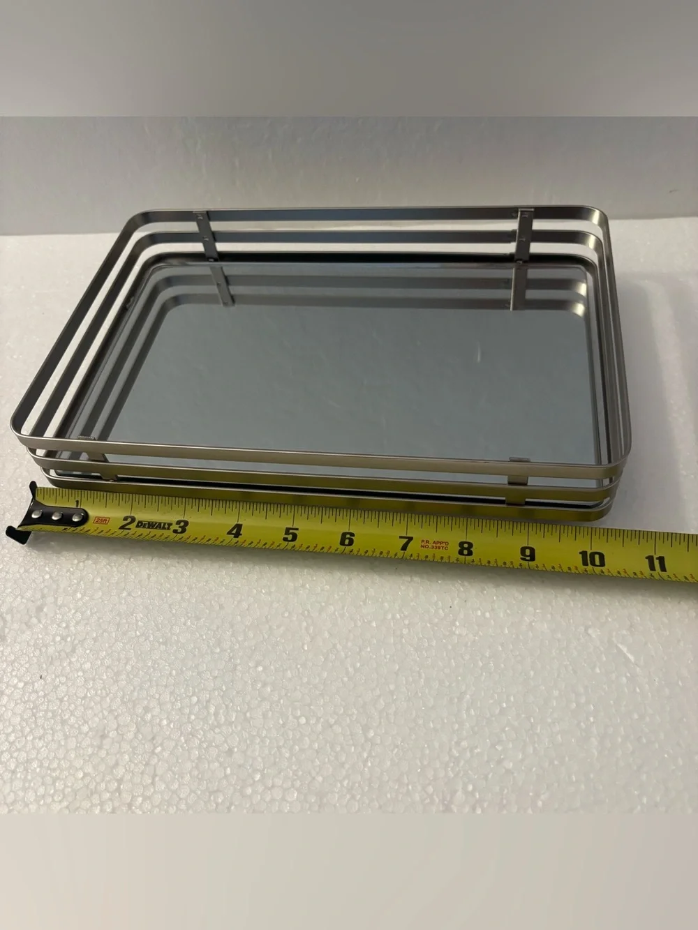 Modern Silver Mirrored Vanity Tray Contemporary Home Bath Organizer